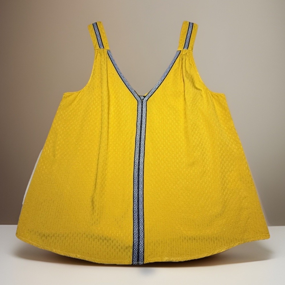 Wrangler Retro Tank Top Womens Size L Mustard Yellow Black Trim Rayon Comfort
